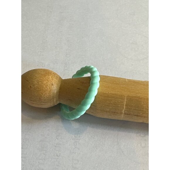 Enso Silicone Ring Unisex Size 5 Aqua Blue Rope Ring Comfortable Flexible Trendy - Picture 3 of 3